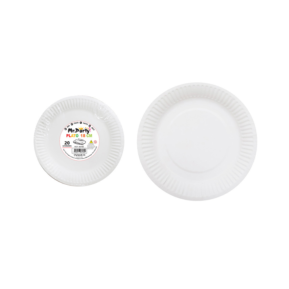 Plato de papel redondo blanco 7 pulgadas 18cm 20pcs