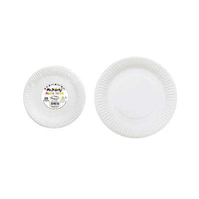 Plato de papel redondo blanco 7 pulgadas 18cm 20pcs
