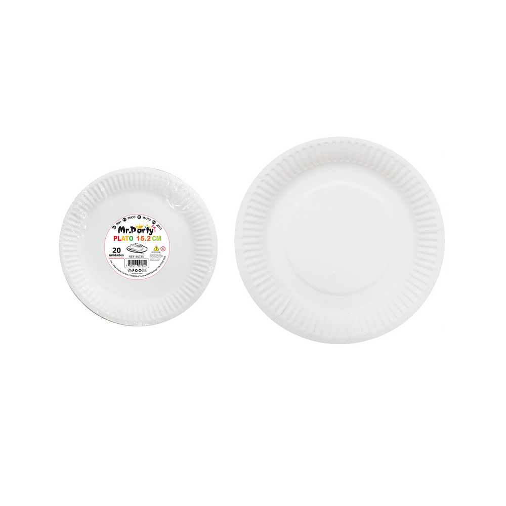 Plato de papel redondo blanco 6 pulgadas 15.2cm 20pcs