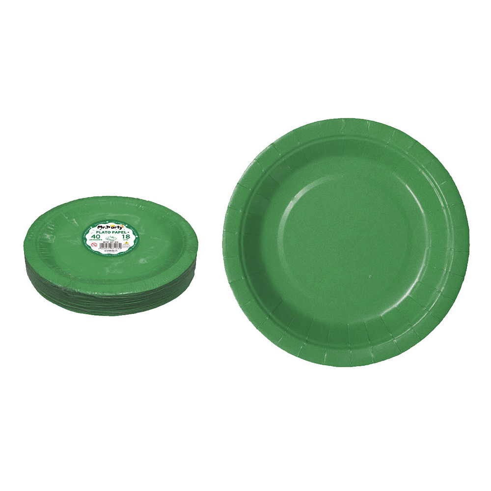 Platos de papel verde oscuro 18cm 40pcs