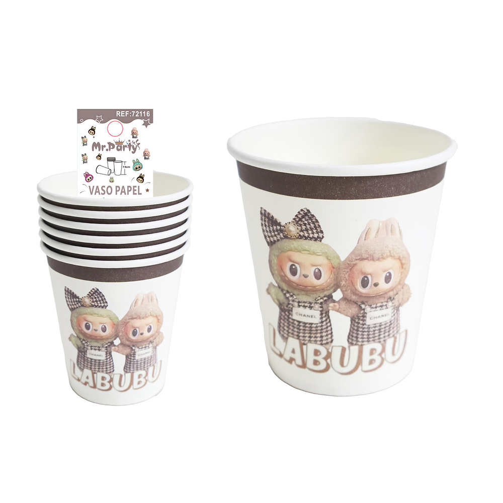 Vasos de papel diseño Labubu 6pcs