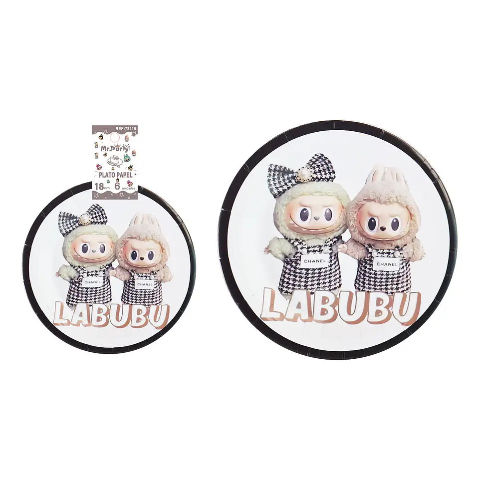 Platos de papel diseño Labubu 18cm 6pcs 1