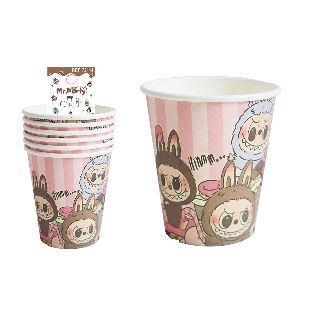 Vasos de papel diseño Labubu 6pcs