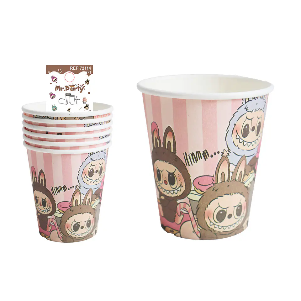 Vasos de papel diseño Labubu 6pcs 1