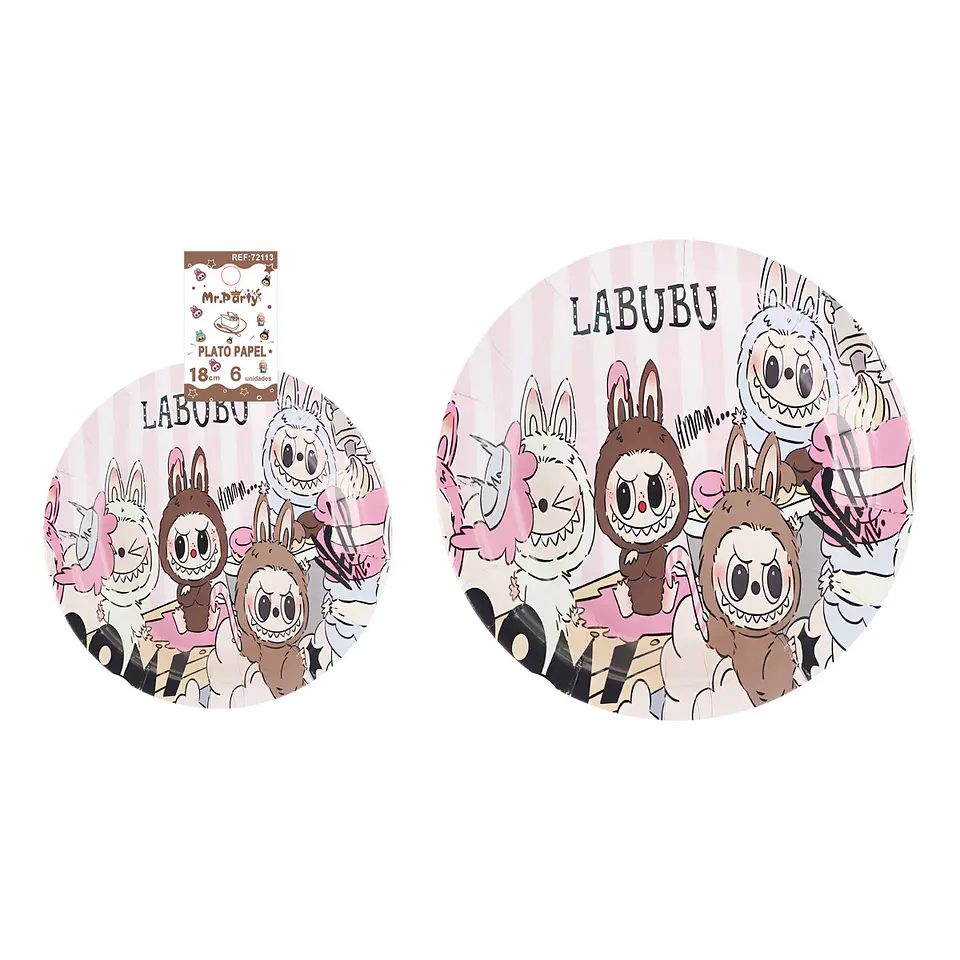 Platos de papel diseño Labubu 18cm 6pcs 1