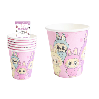 Vasos de papel diseño Labubu 6pcs