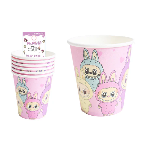 Vasos de papel diseño Labubu 6pcs