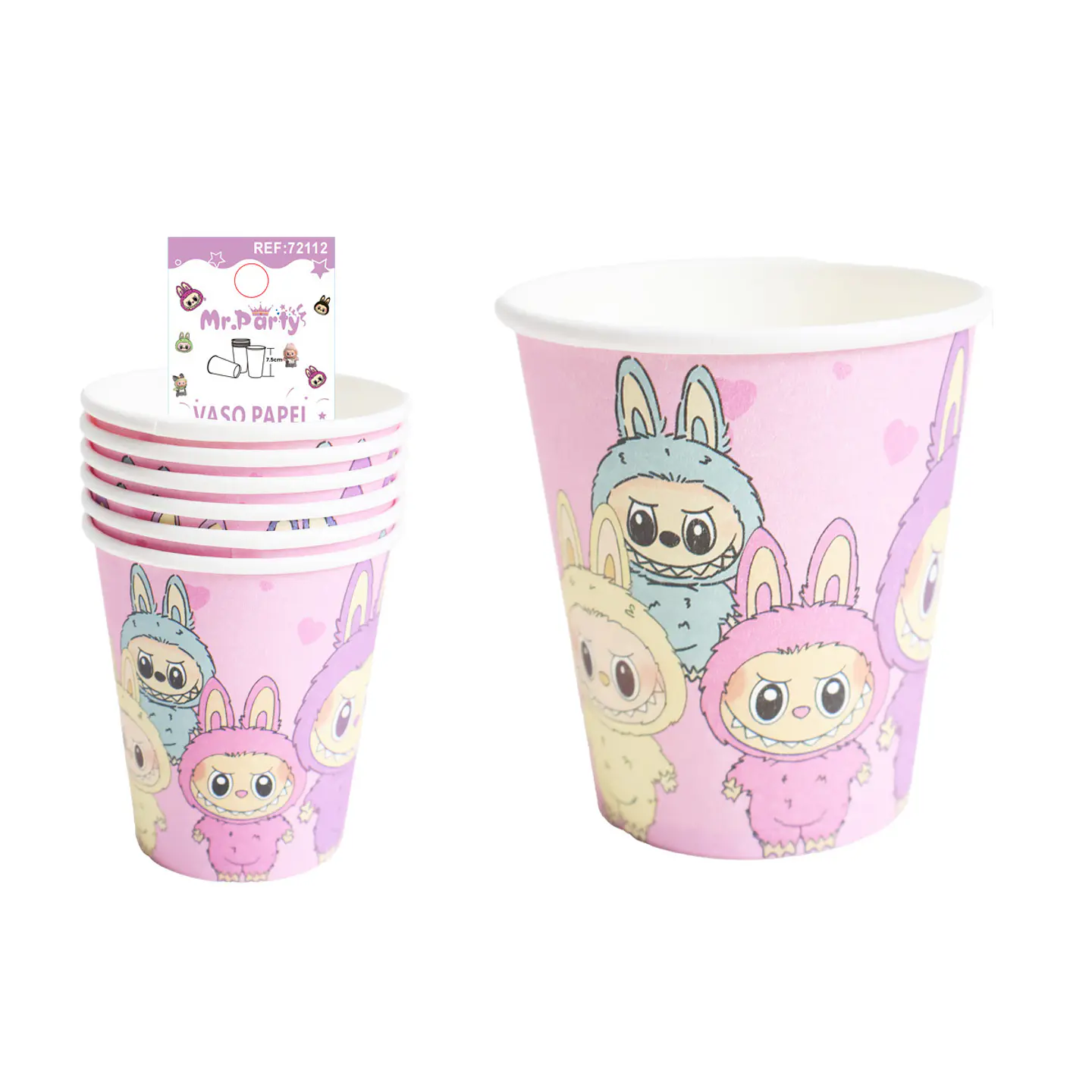 Vasos de papel diseño Labubu 6pcs 1