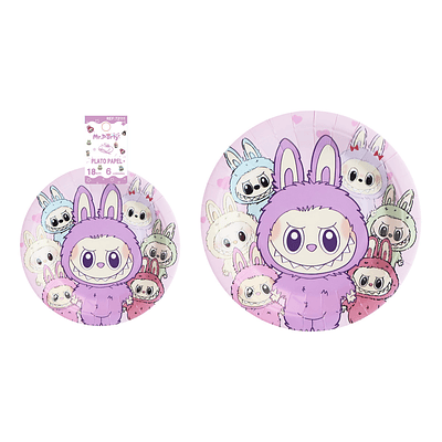 Platos de papel diseño Labubu 18cm 6pcs