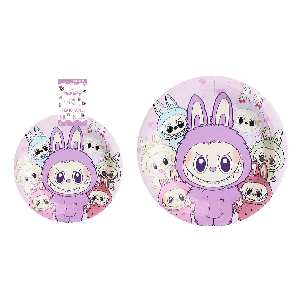 Platos de papel diseño Labubu 18cm 6pcs 1