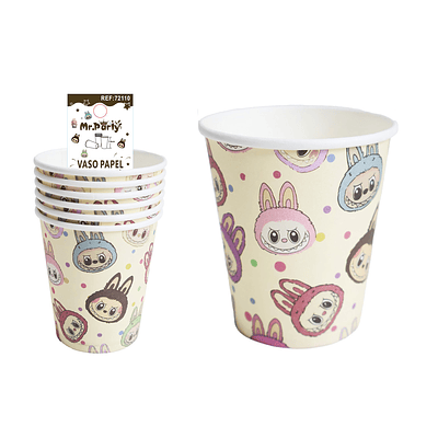 Vasos de papel diseño Labubu 6pcs