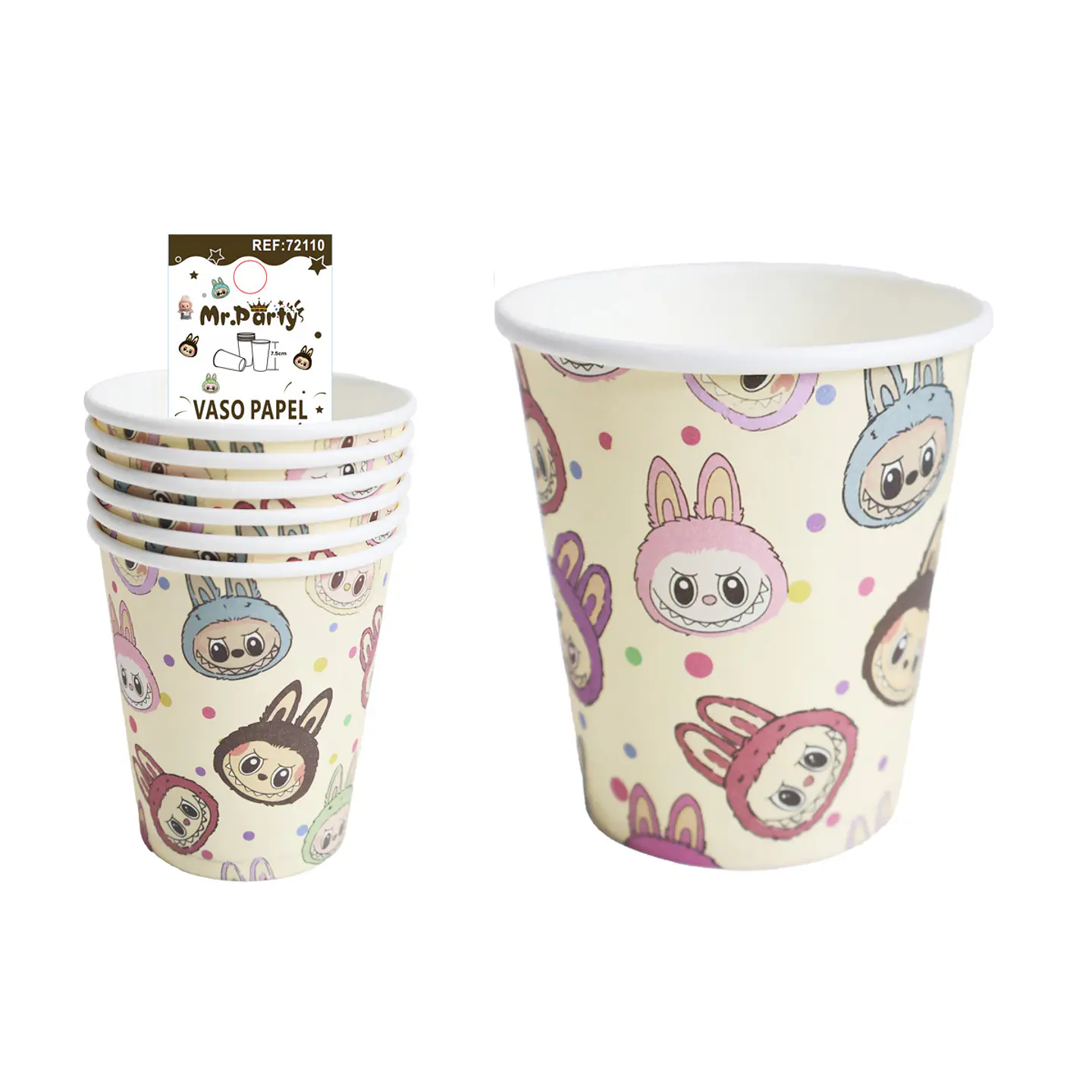 Vasos de papel diseño Labubu 6pcs 1