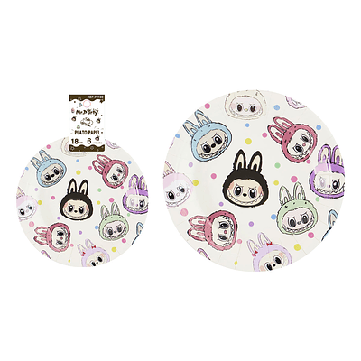 Platos de papel diseño Labubu 18cm 6pcs