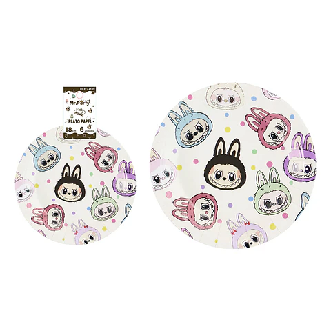 Platos de papel diseño Labubu 18cm 6pcs