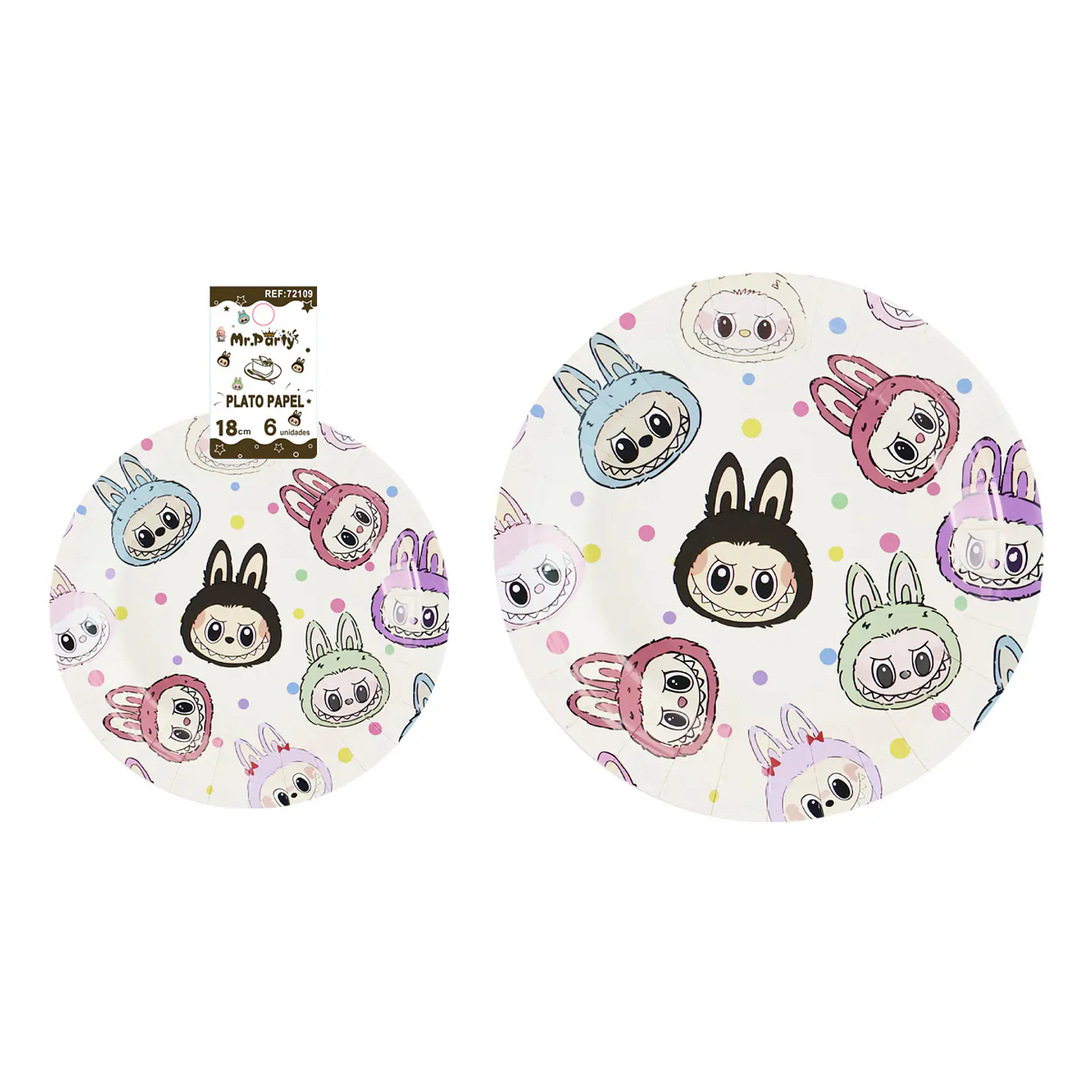 Platos de papel diseño Labubu 18cm 6pcs 1