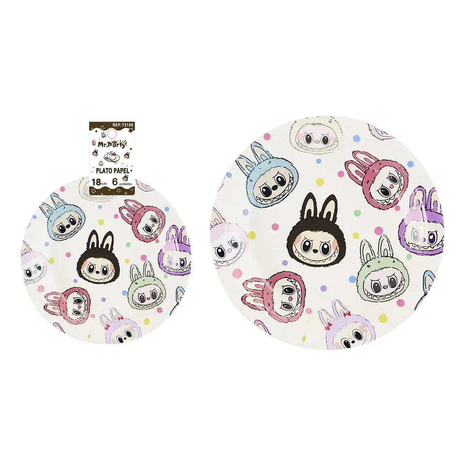 Platos de papel diseño Labubu 18cm 6pcs 1