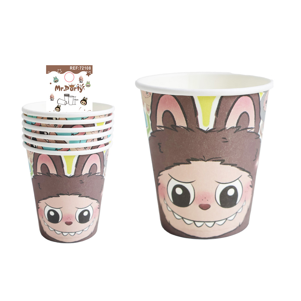 Vasos de papel diseño Labubu 6pcs