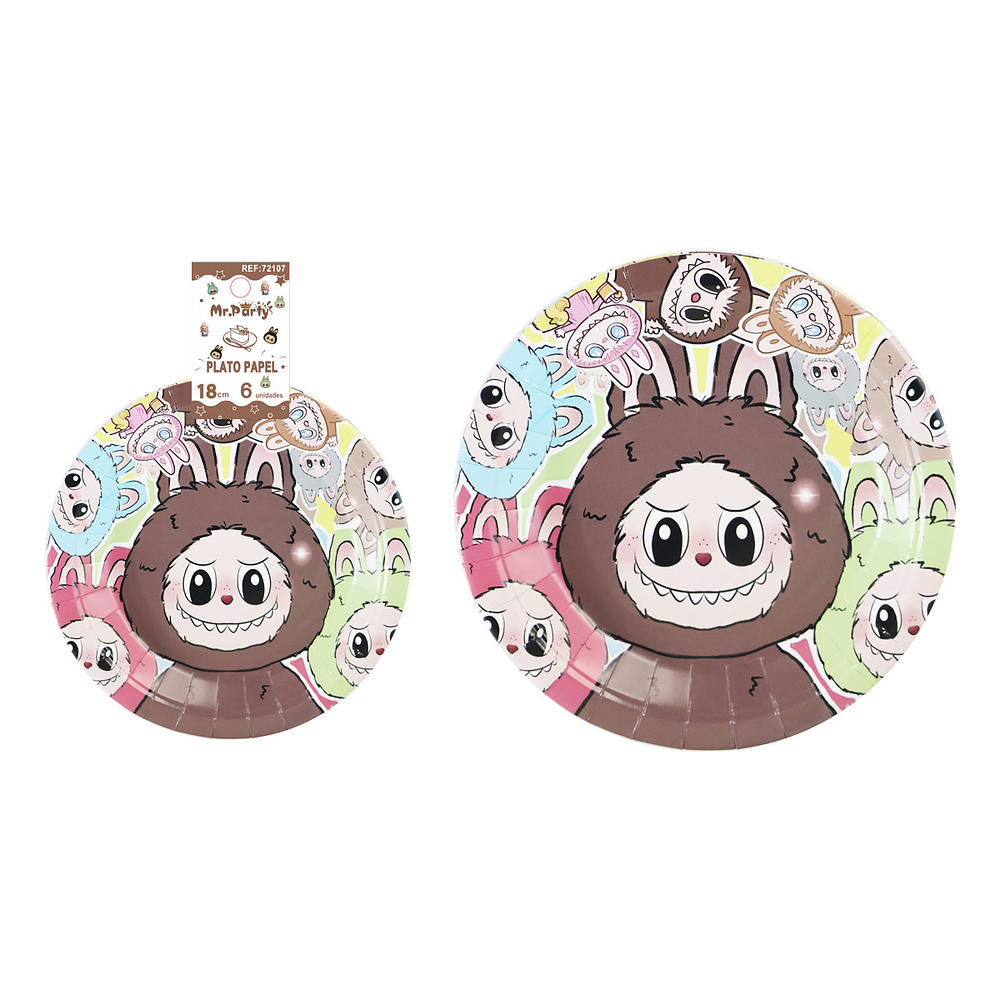 Platos de papel diseño Labubu 18cm 6pcs