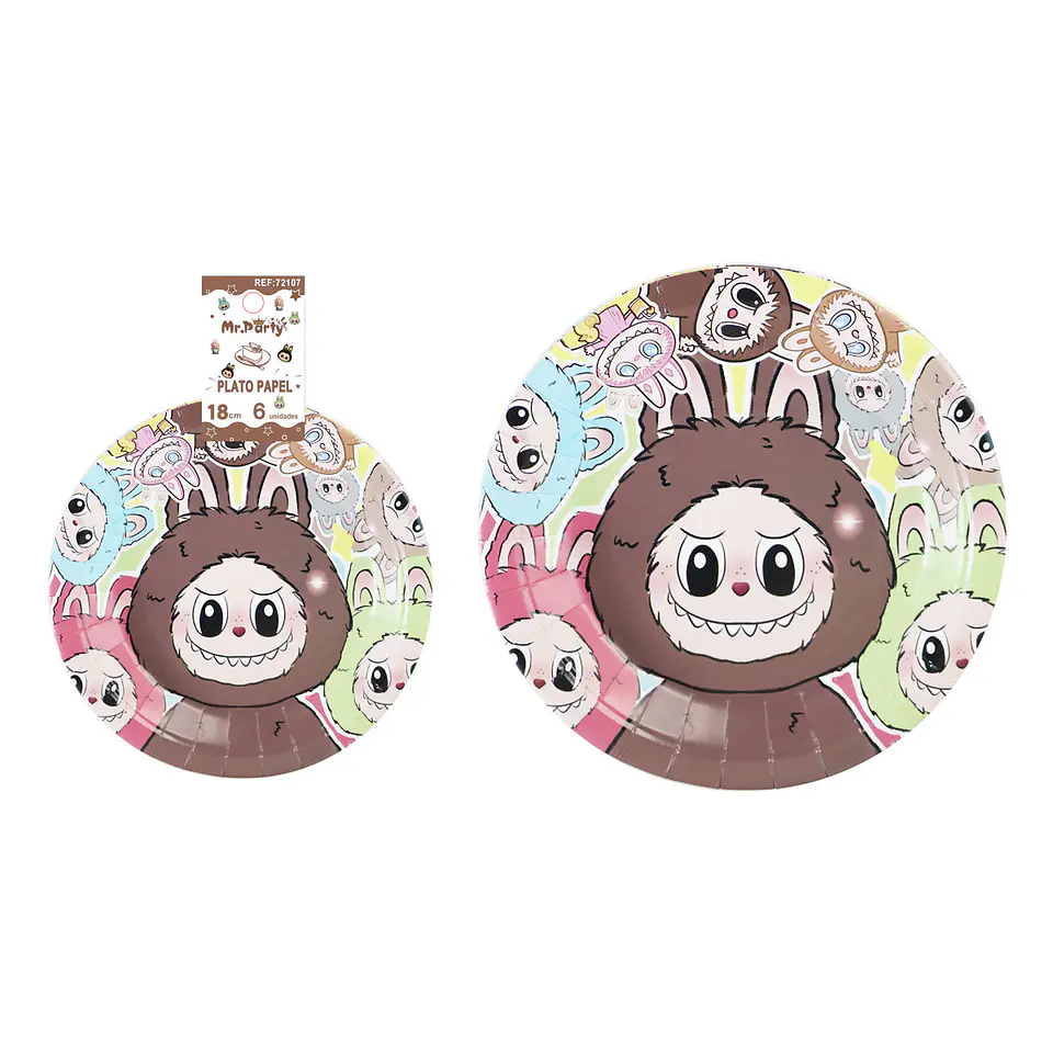 Platos de papel diseño Labubu 18cm 6pcs 1