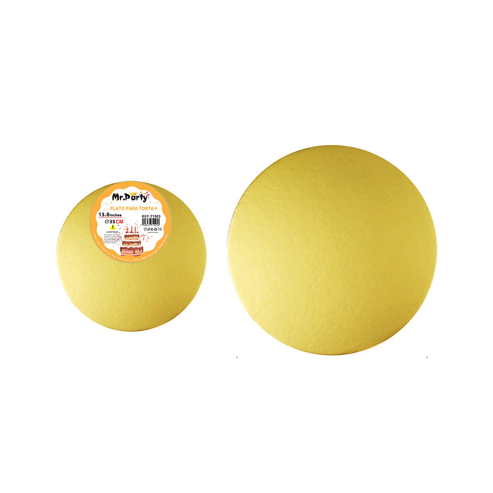 Bandeja base redonda de cartón dorado para torta 2mm*35cm