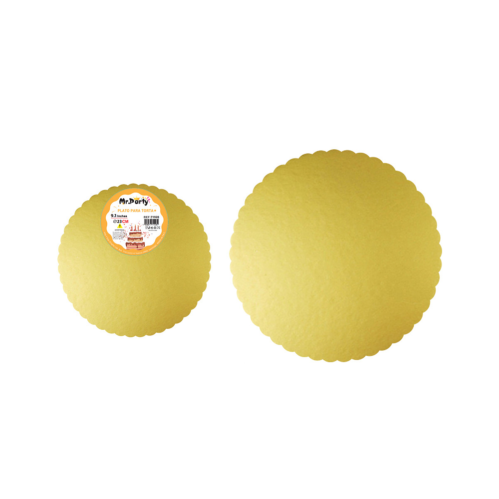 Bandeja base para torta de cartón dorado con borde de encaje 2mm*23cm