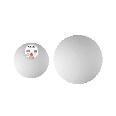 Bandeja base para torta de cartón plateado con borde de encaje 2mm*23cm