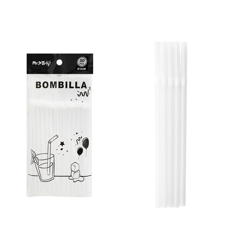 Bombillas plásticas transparente 0.8*21cm 50pcs