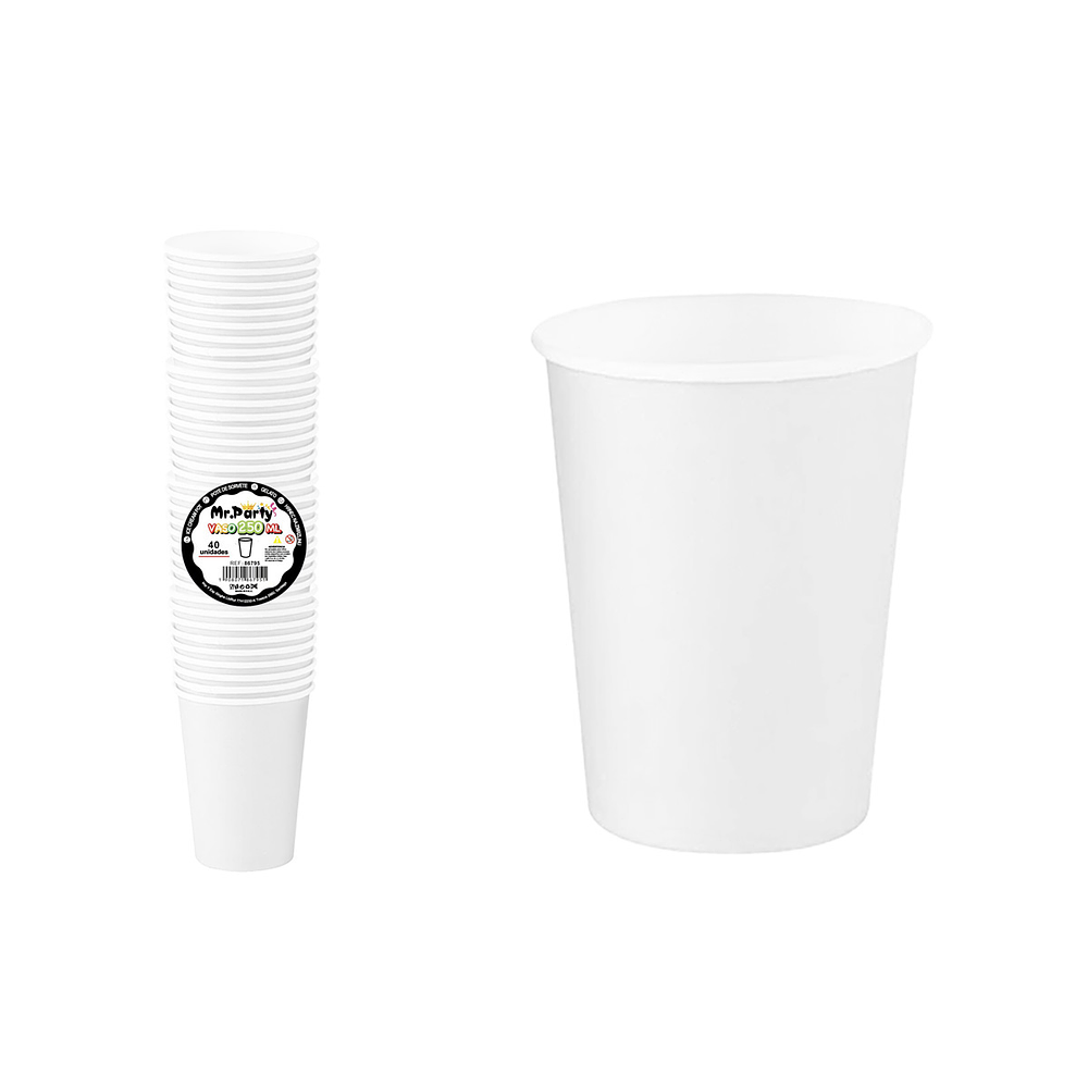 Vasos de papel blanco 250ml 260g 40pcs