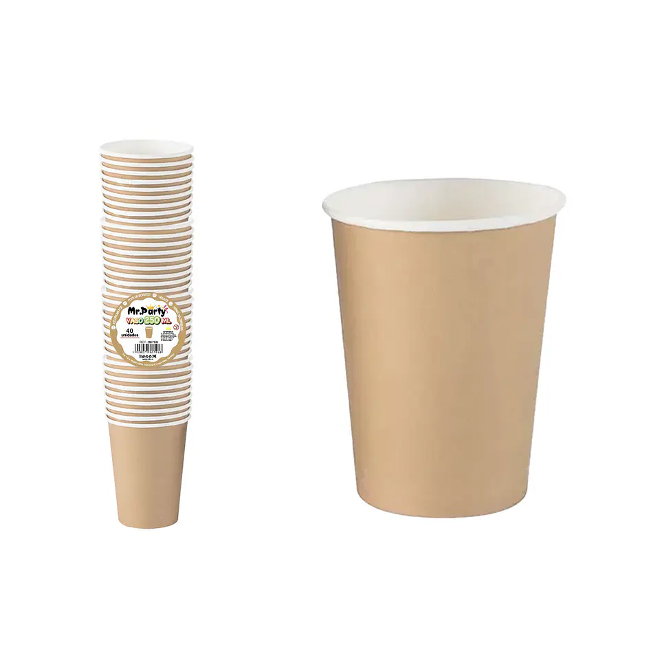 Vasos de papel color kraft 250ml 260g 40pcs 1