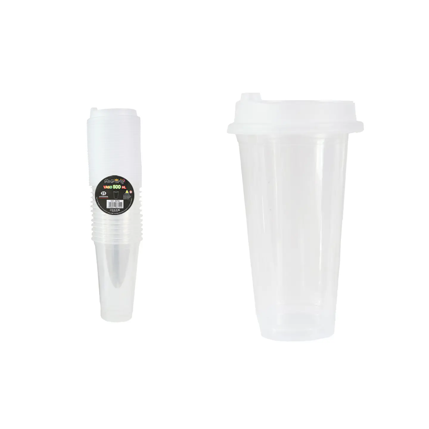 Vasos plásticos transparentes con tapa 500ml 25pcs 1