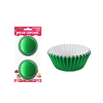 Set de moldes de papel para cupcake verde metalizado 10.5cm 40pcs