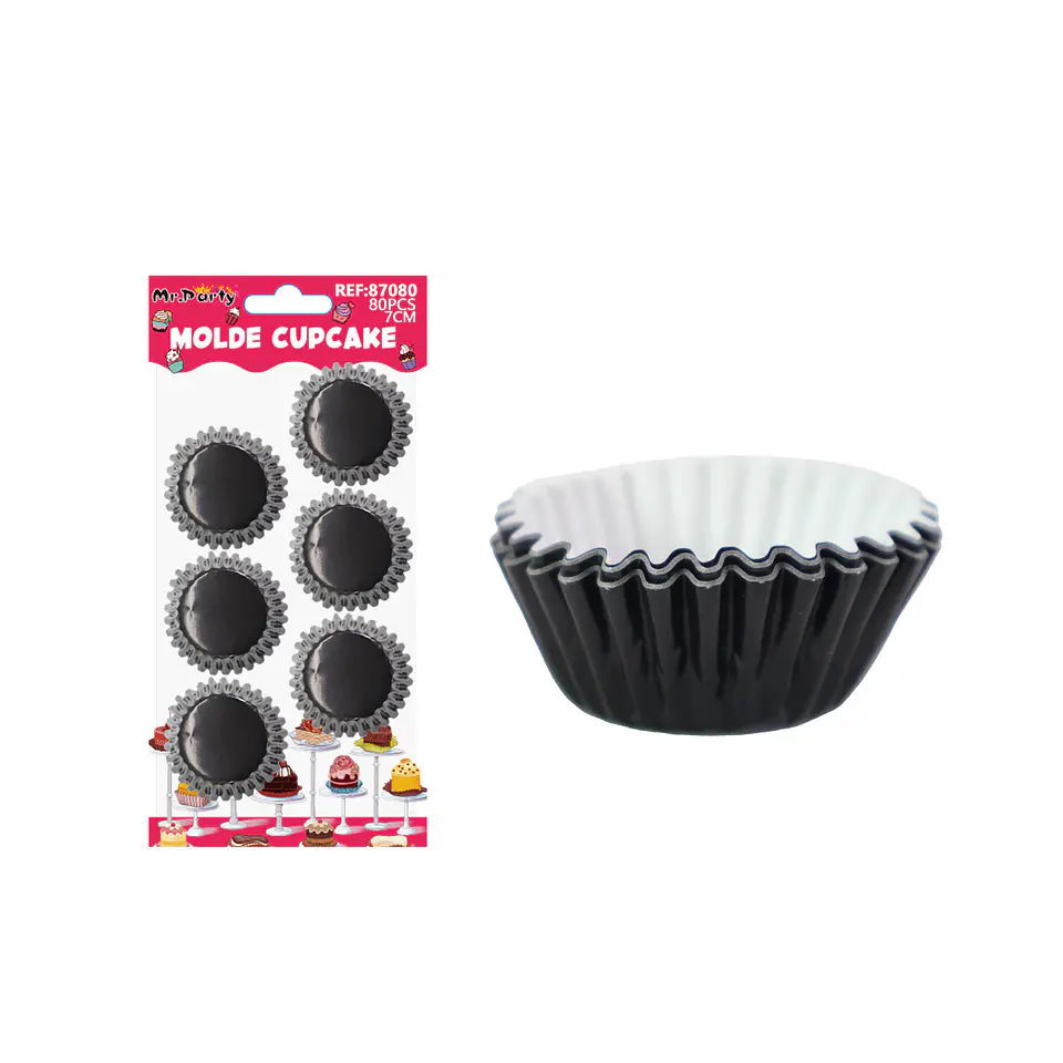 Set de moldes de papel para cupcake color negro 7cm 80pcs 1