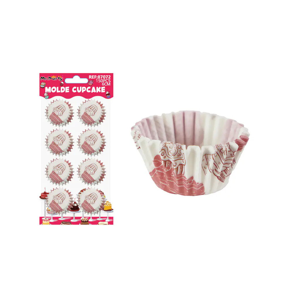 Set de moldes de papel para cupcake diseño de postres rosa 6cm 150pcs 1