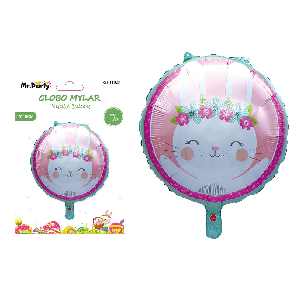 Globo metálico con conejo de pascua 45cm