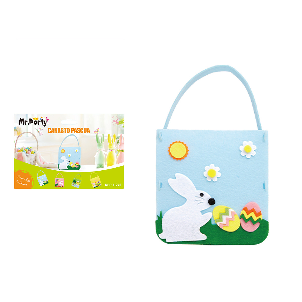 Canasta de conejo de Pascua color azul
