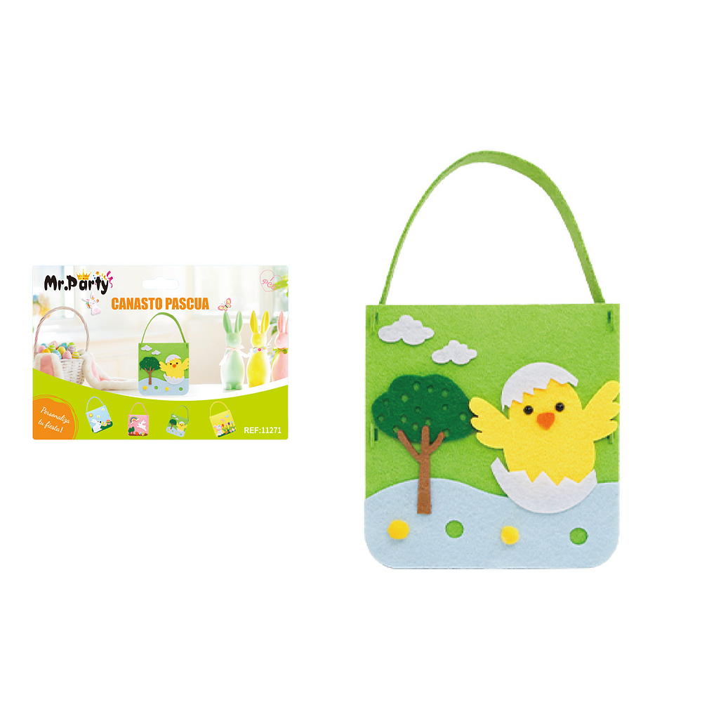 Canasta de pollito de Pascua color verde