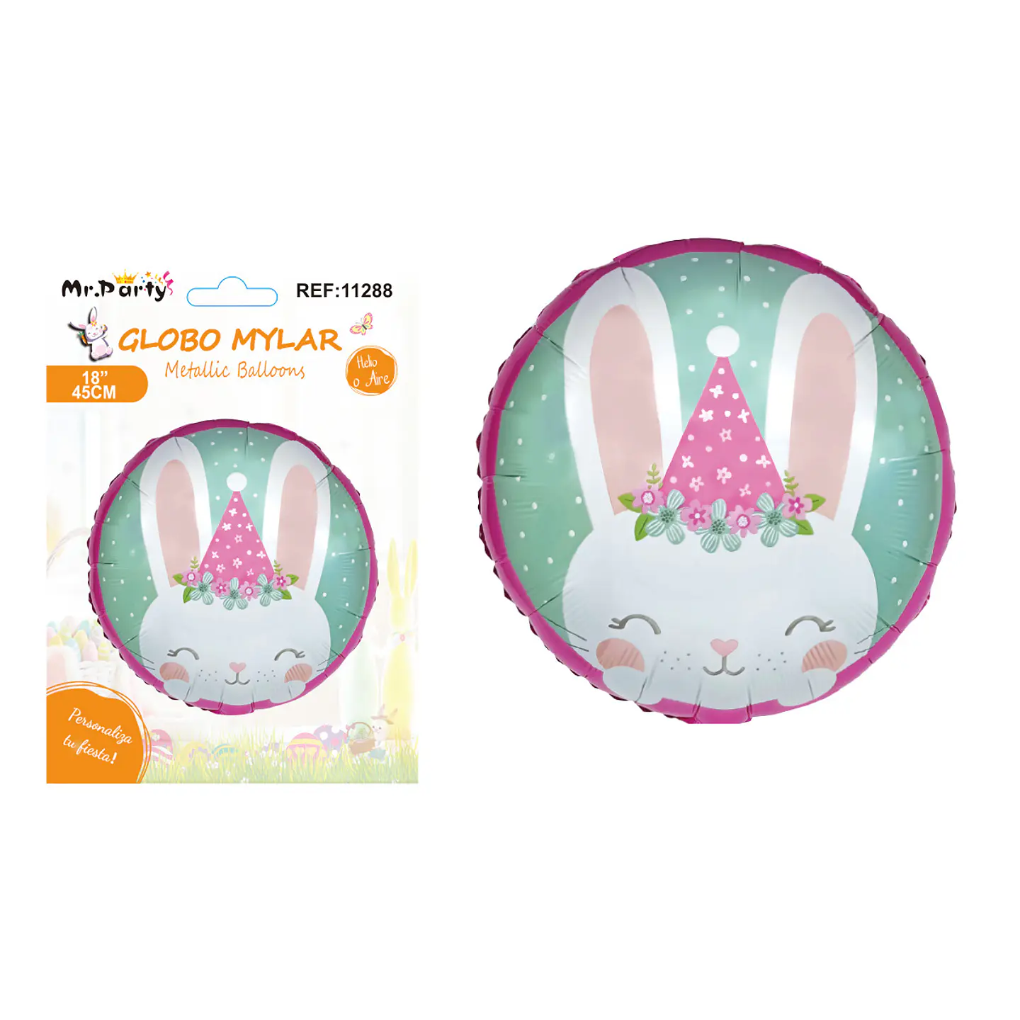 Globo metálico con conejo de Pascua 45cm 1