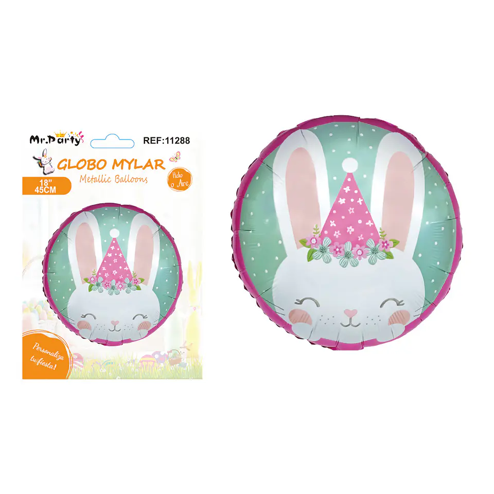 Globo metálico con conejo de Pascua 45cm 1