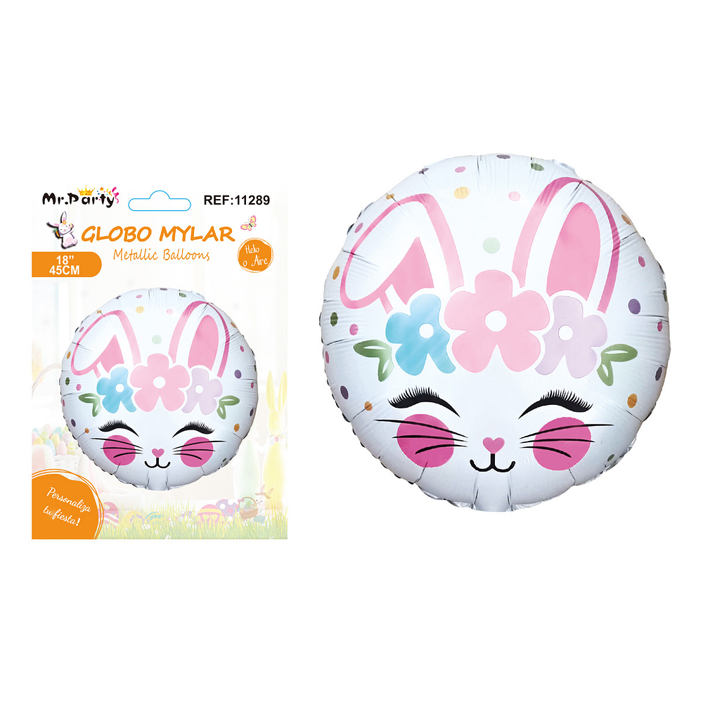 Globo metálico con conejo de Pascua 45cm