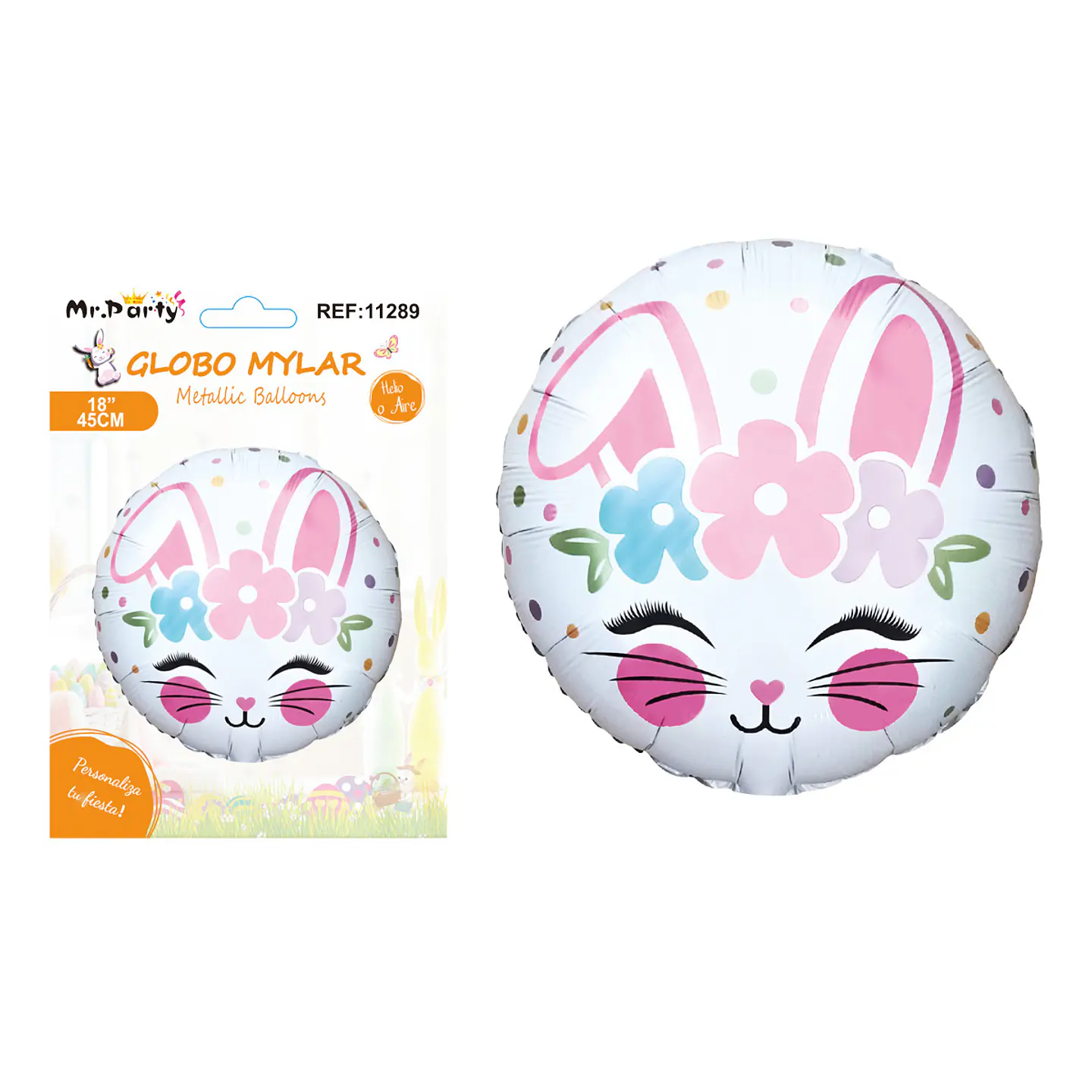 Globo metálico con conejo de Pascua 45cm 1