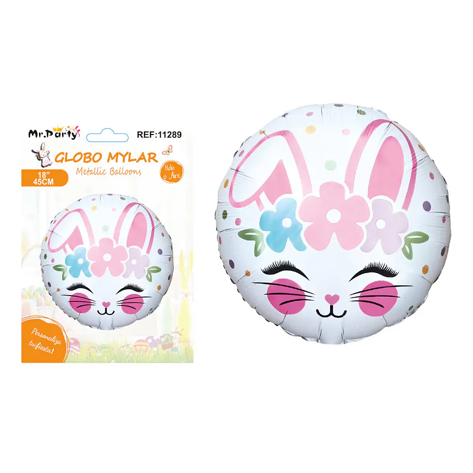 Globo metálico con conejo de Pascua 45cm 1