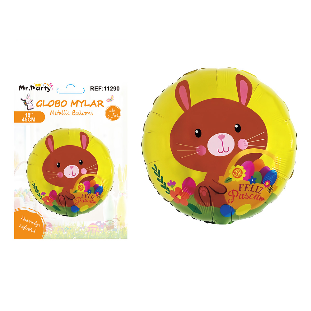 Globo metálico con conejo de Pascua 45cm