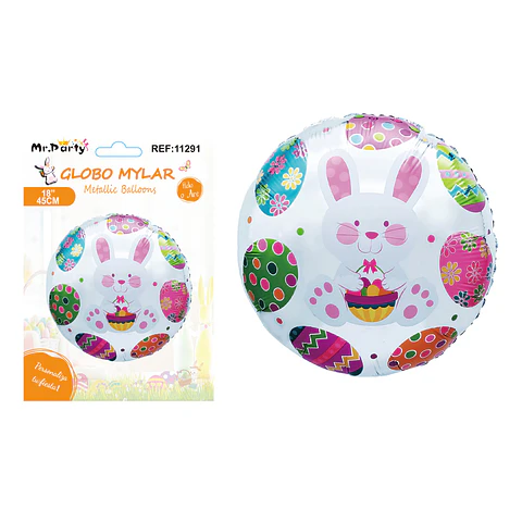 Globo metálico con conejo y huevitos de Pascua 45cm