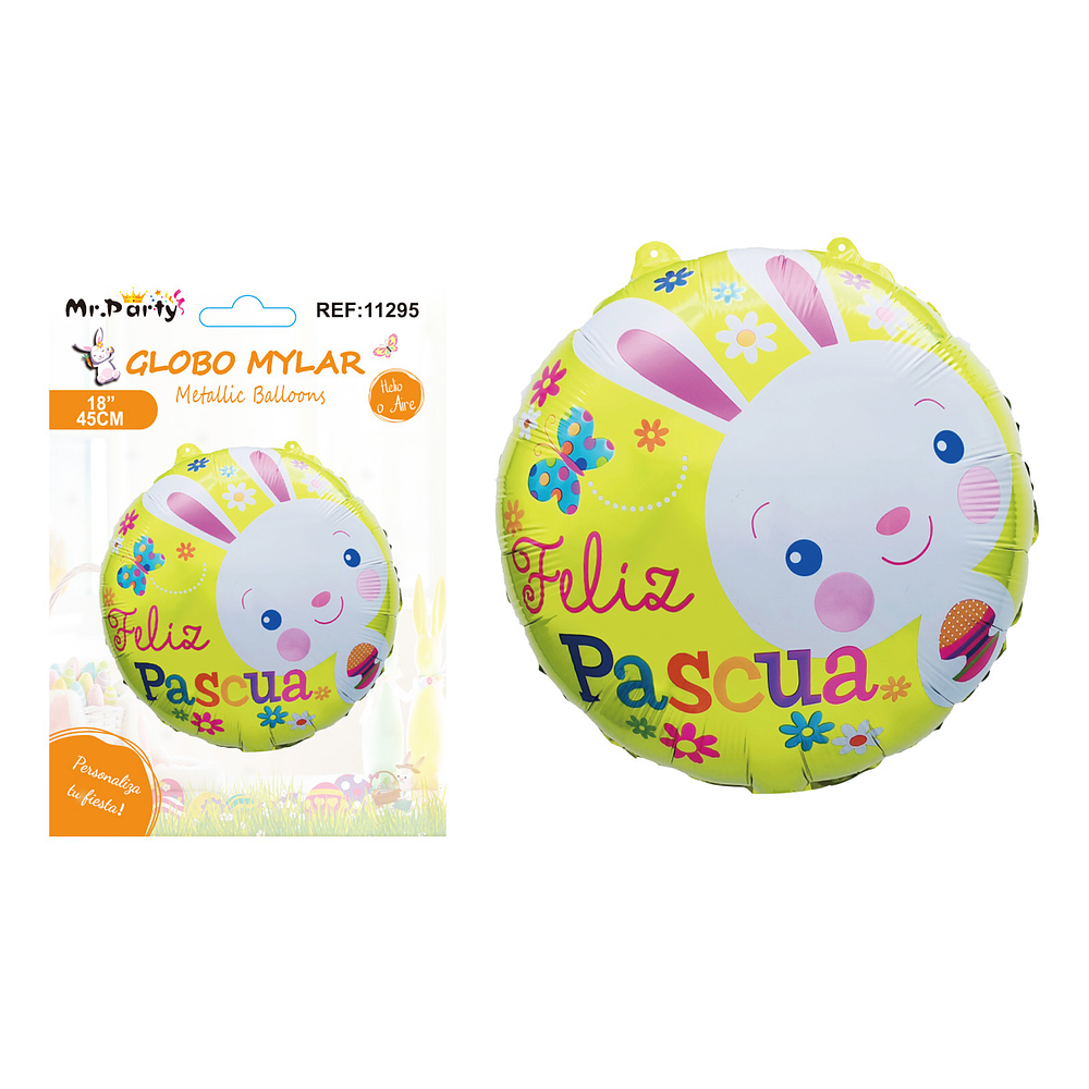 Globo metálico con conejo feliz Pascua 45cm