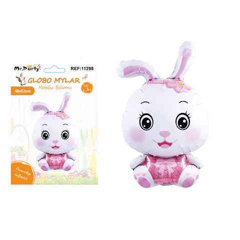 Globo metalizado conejo de Pascua color rosado 46*83cm