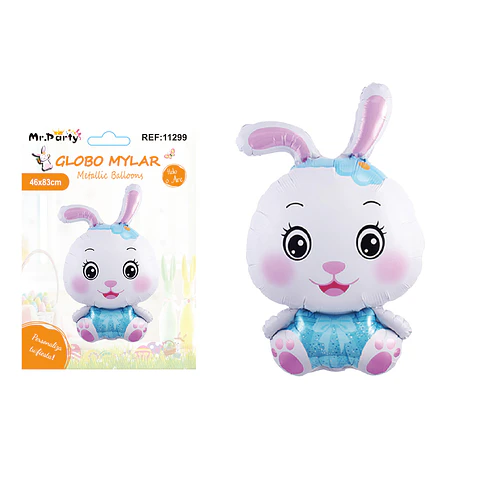 Globo metalizado conejo de Pascua color azul 46*83cm