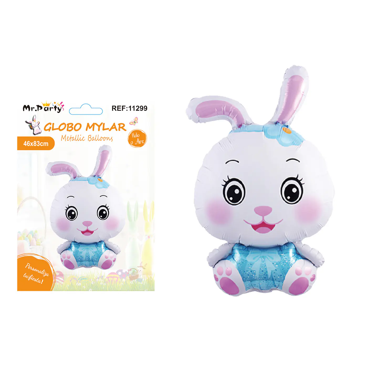 Globo metalizado conejo de Pascua color azul 46*83cm 1