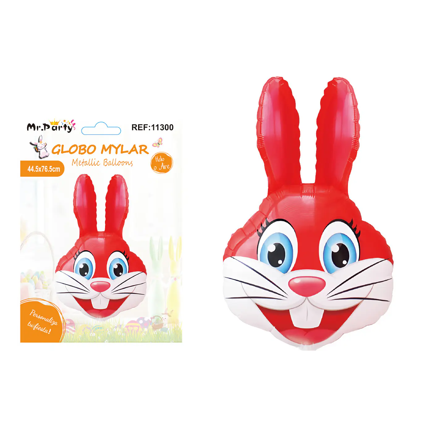 Globo metalizado conejo de Pascua color rojo 44.5*76.5cm 1