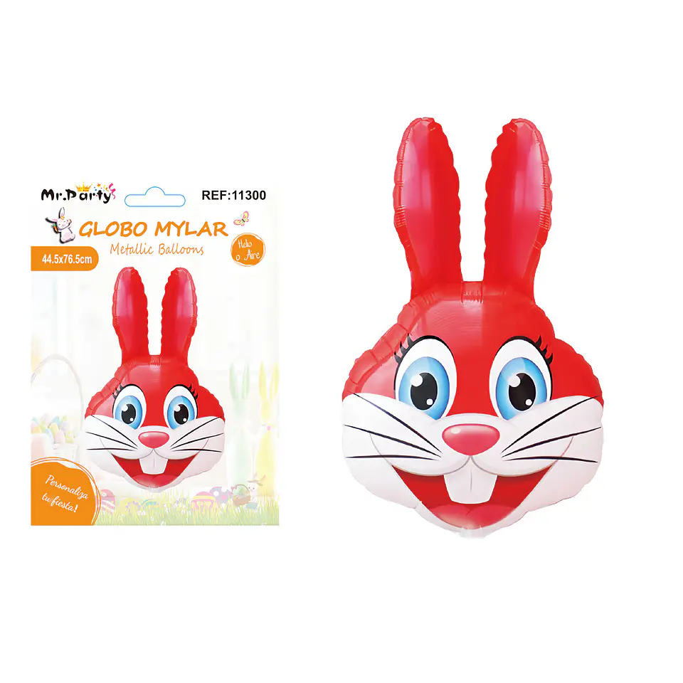 Globo metalizado conejo de Pascua color rojo 44.5*76.5cm 1