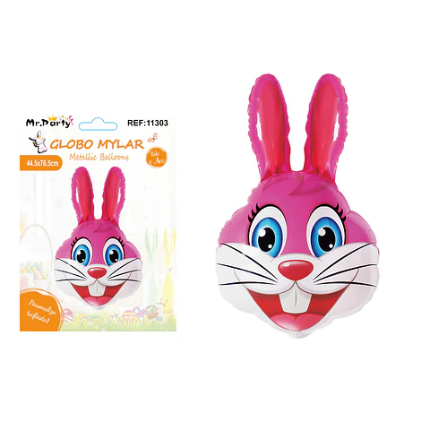 Globo metalizado conejo de Pascua color rosado 44.5*76.5cm